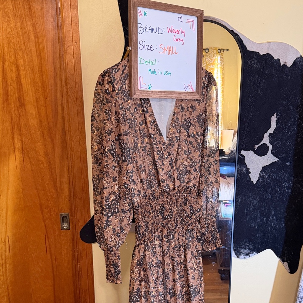 Waverly Grey Long Sleeve Floral Dress - Brown and Black